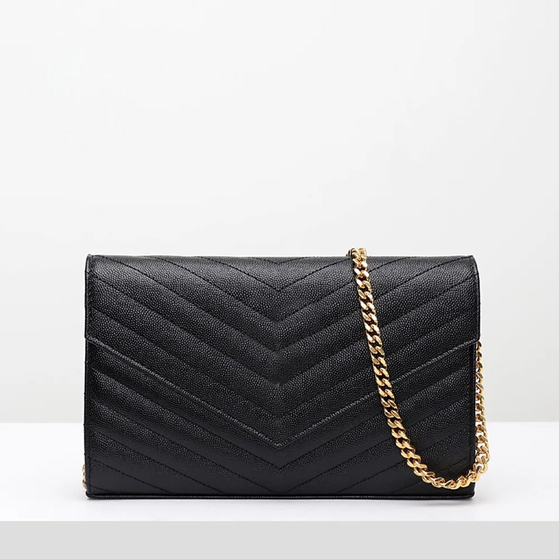 

Designer WOC Shoulder Crossbody Bags Envelope Wallet On Chain Women Fashion Luxury Genuine Leather Handbag Black Khaki White Caviar Flap Purse Bag, Red patent leather