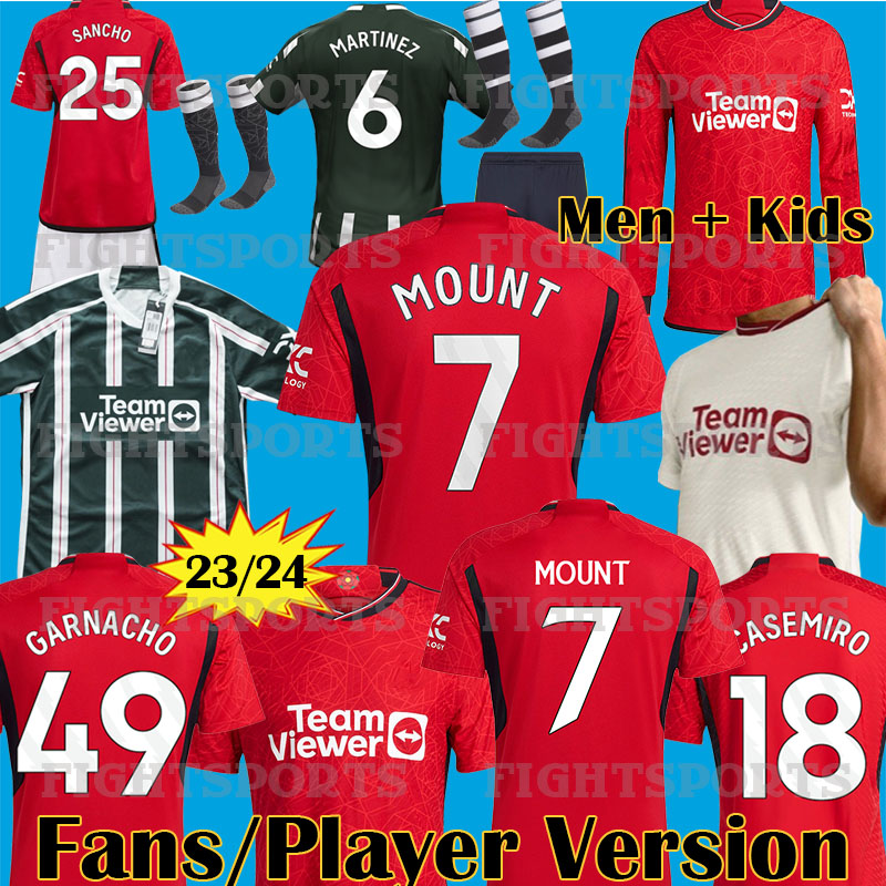 

23 24 MOUNT#7 RASHFORD CASEMIRO MARTINEZ MAN Uniteds long sleeve SANCHO soccer jersey GARNACHO ANTONY man utd 2023 B. FERNANDES MANCHESTER football shirt kit set utd, Away player patch