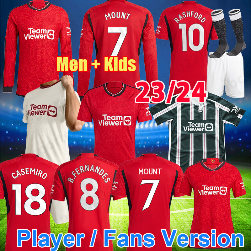 

2023 2024 MOUNT man united soccer jerseys Long Sleeve ANTONY CASEMIRO man utd Player RASHFORD football shirts 23 24 MANCHESTER women B.FERNANDES UNITED men kids Kit, 23 24 home kids with socks