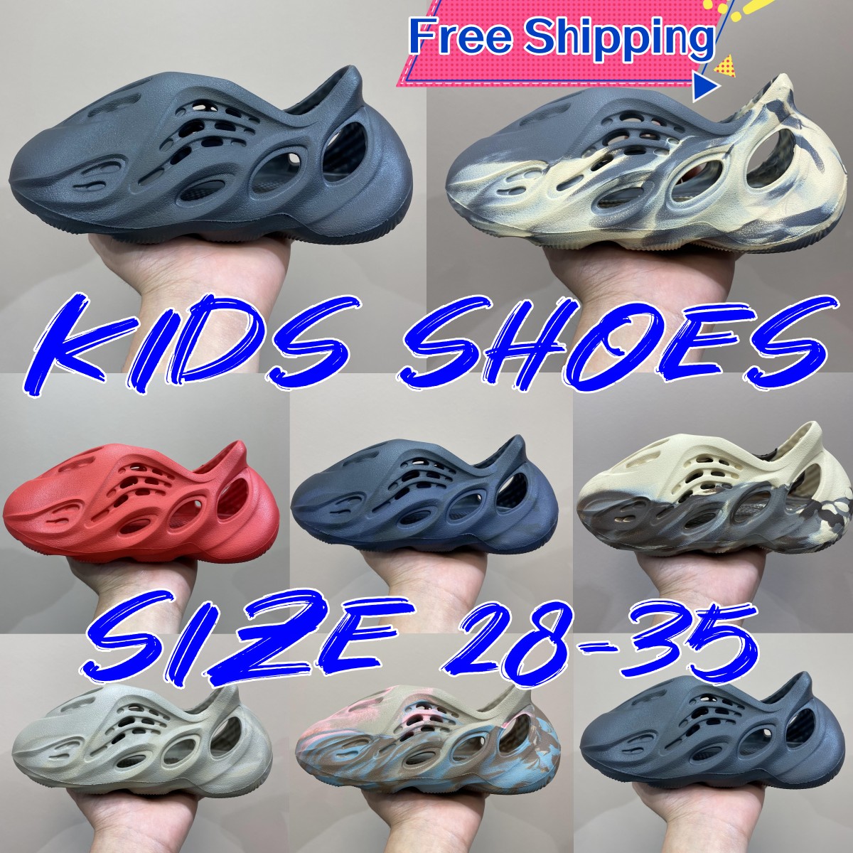 

Kids Foam Runners Sandals Slides Boys Slippers Onyx Children Designer Sneakers Girls Toddlers Trainers Youth EVA Slide Mineral Blue Moon Gray Cream Clay Sand Grey