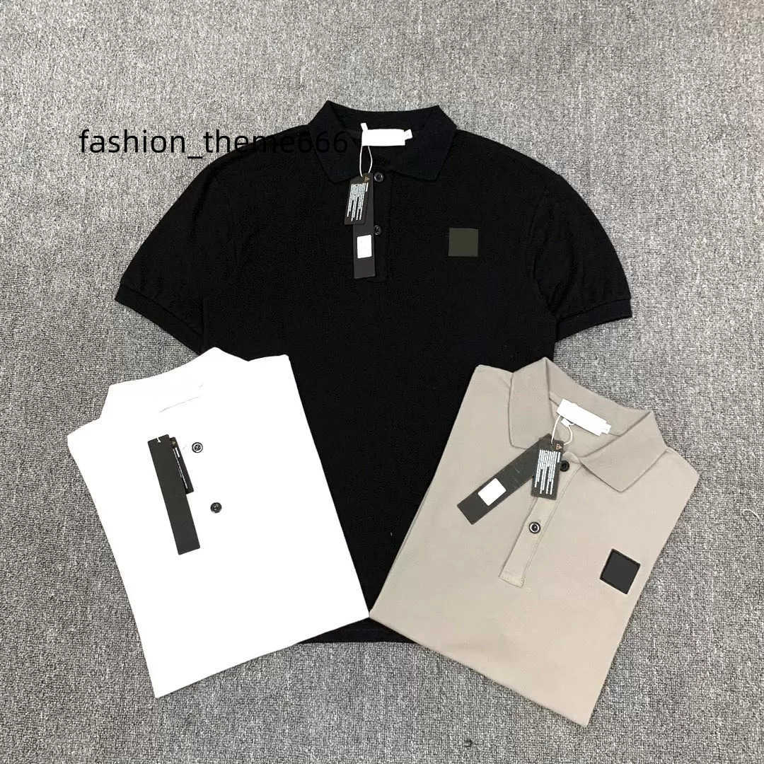 

mens polo shirt retro brand classic t shirt men tees embroidery short sleeve summer Lapel solid color chest letter decoration tops Stones Island, White