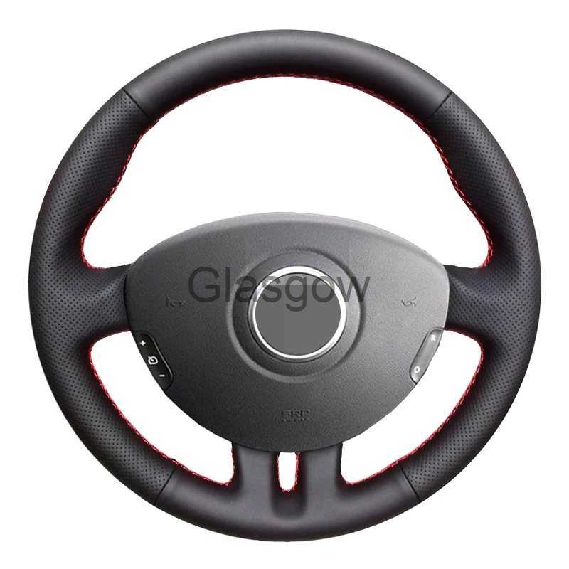Trou latéral en peau de vache couleur assortie housse de volant cousue à la main quatre saisons housse de poignée de voiture en cuir à usage géné