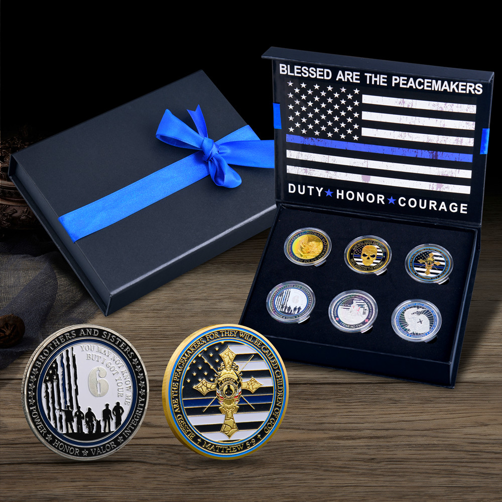 

United States Law Enforcement Officers Challenge Coin Gift Box With 6 Police Coins