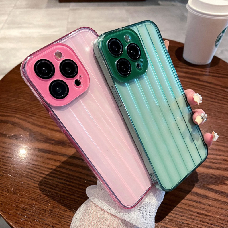 

Transparent Stripe Soft Tpu bumper Phone Case for iPhone14 13 12 11Pro Max 14pro Shockproof Lens Protection Silicon Clear Cover