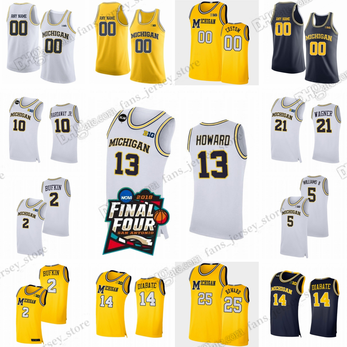 NCAA Custom XS-6XL Michigan Wolverines College Basketball Jerseys 10 Tim Hardaway Jr. 14 Moussa Diabate 13 Moritz Wagner 21 Franz Wagner 22 Dunca-image-882794086