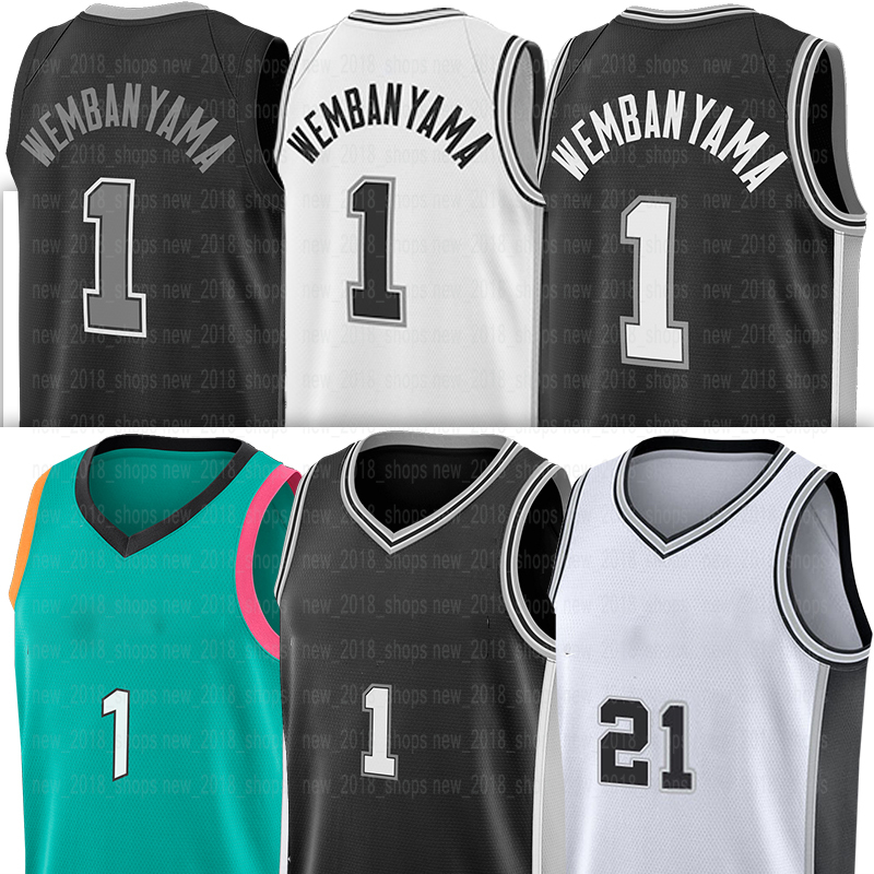

Unisex 1 Victor Wembanyama Spurss Basketball Jerseys Keldon Johnson First Round Pick Tim San Duncan Antonio, Men(ma c)