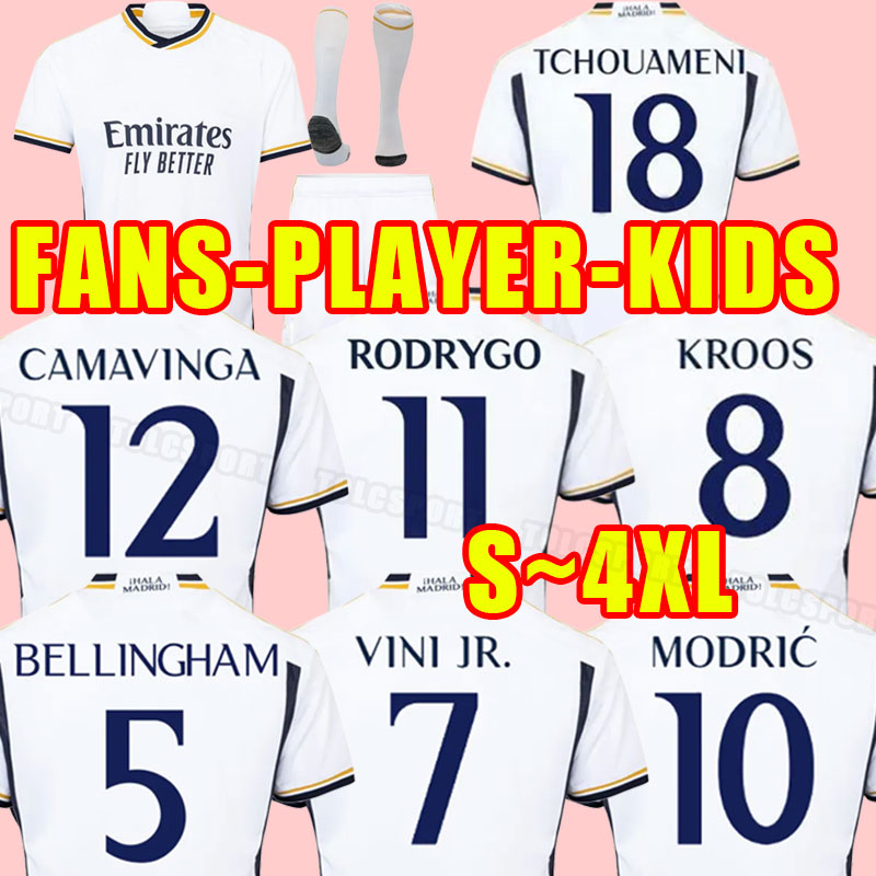 

3XL 4XL 23/24 CAMAVINGA soccer Jerseys 2023 2024 REAL MADRIDS BENZEMA RODRYGO RUDIGER MODRIC MARCELO LUCAS V BELLINGHAM VALVERDE player FANS VERSION men kids VINI JR, Home+patch