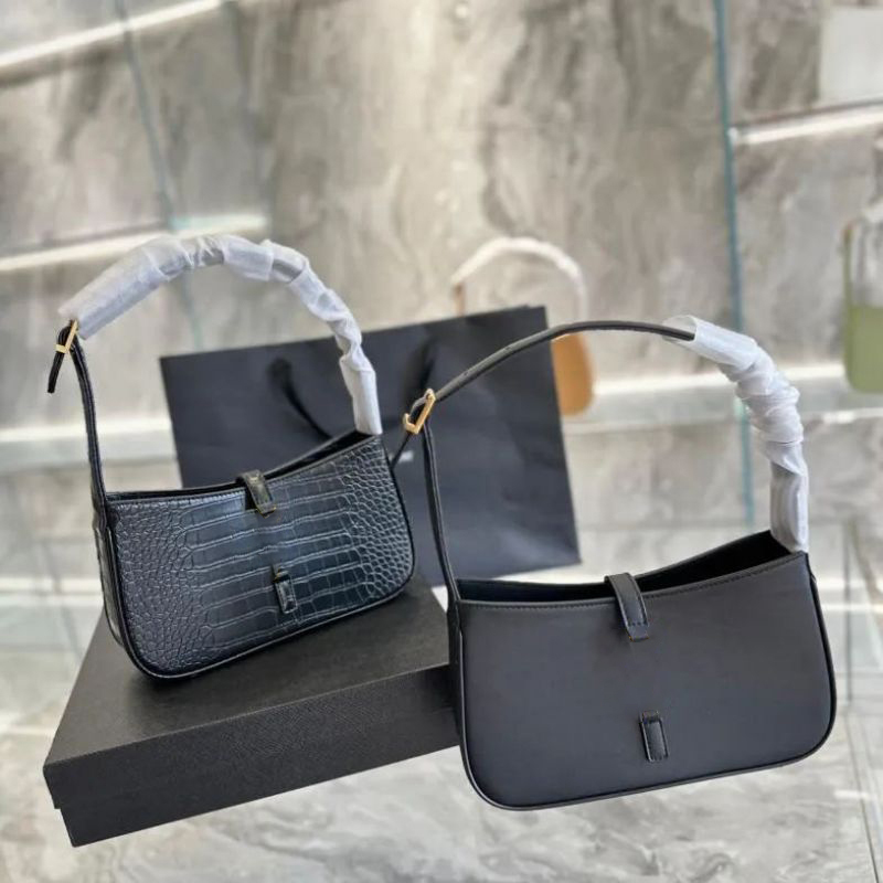

Luxury cleo handbag underarm Bag Shoulder tote Genuine leather hobo Vagrant bag designer bag Crocodile pattern Plain Black wallet, 2-3
