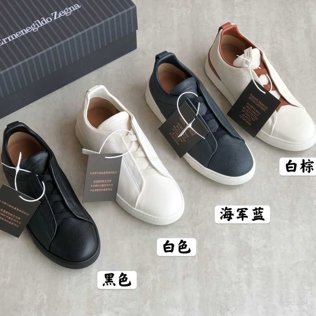

Zzegna Zegna Casual Sneakers Leather Slip On Shoes Cross Tied Gentleman Light Men's Shoes, Black