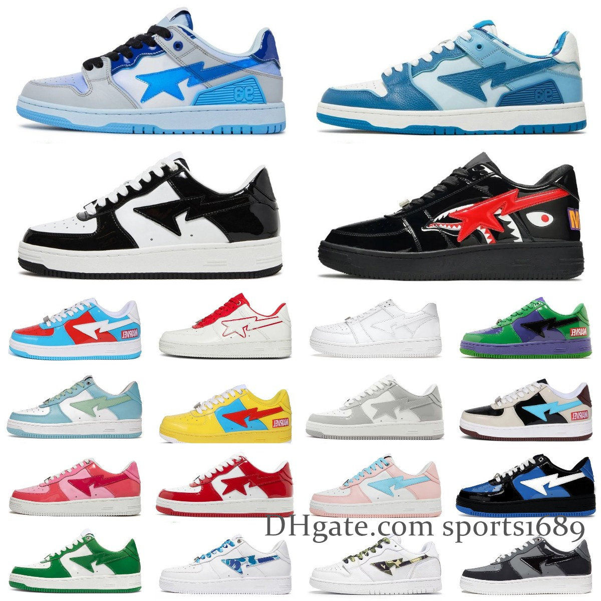 

A Bathing Ape Bapestas Sta Casual Shoes Sk8 Low Men Women Black White Pastel Green Blue Suede Mens Womens designer Platform Trainers Outdoor Sports Sneakers Jogging, Box