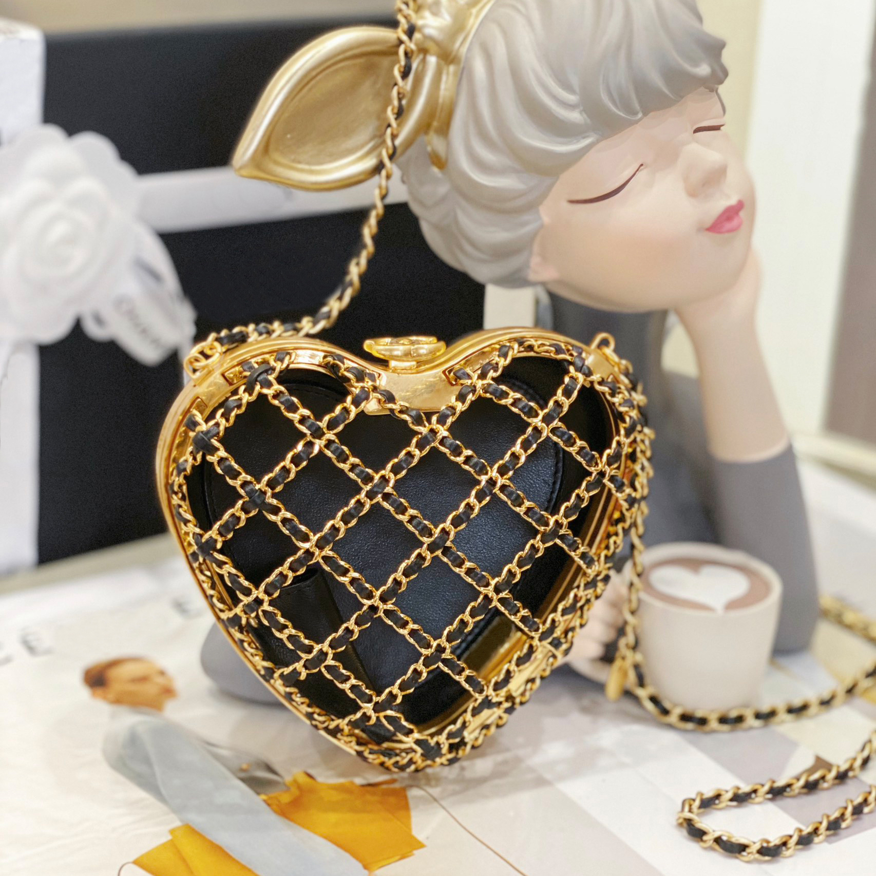

Designer Heart-shaped bag Lady Shoulder bag 12CM Genuine leather Evening bag Delicate knockoff Crossbody bag With Box YC100