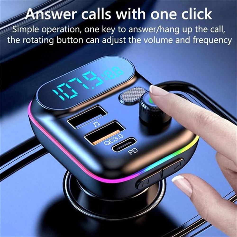 

T70 FM Transmitter MP3 Player PD 18W Type C QC3.0 USB Charger Car Wireless-compatible 5.0 Handsfree Wireless FM Transmitter