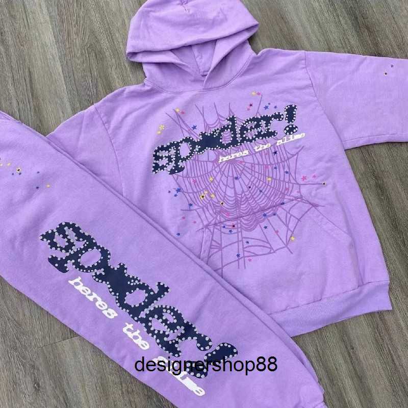 

Men's Hoodies Sweatshirts Purple Sp5der 555555 2023ss Pullover Men Women Young Thug Spider Web Star Letter