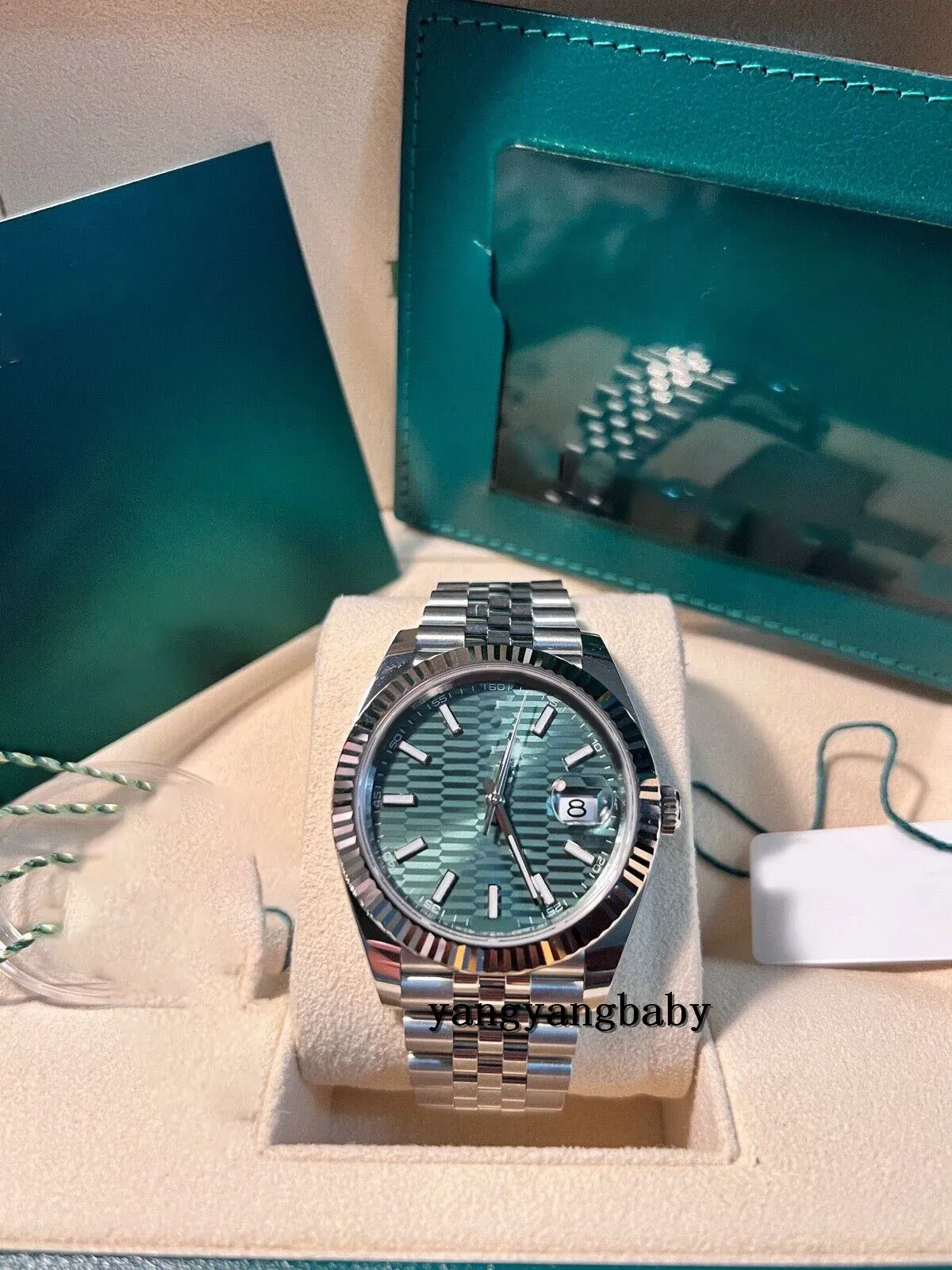 

2023 completely new watch 41mm New Release Mint Green Jubilee Fluted Full Set Automatic Mechanical Sapphire Glass MEN watches waterproof Ori, 12