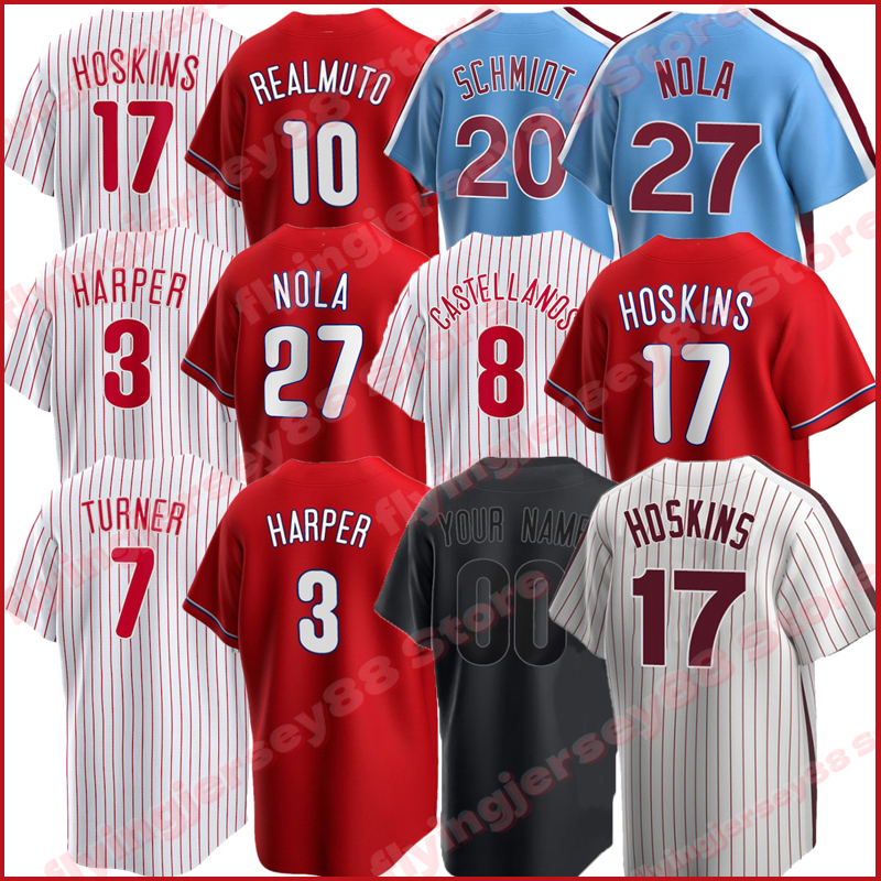 

3 Bryce Jersey Harper Baseball 7 Trea Turner 8 Nick Castellanos 27 Aaron Nola Rhys Hoskins Josh Harrison JT Realmuto Taijuan Walker Zack Wheeler Kyle Schwarber, Mens jersey