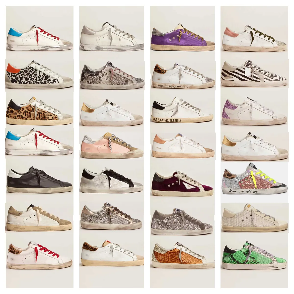 

Superstar Mixed Leather Casual Shoes Graffiti Leopard-Print Sneakers Golden Classic Do-old Dirty Shoe Snake Skin Heel Suede Glitter Slide Mi