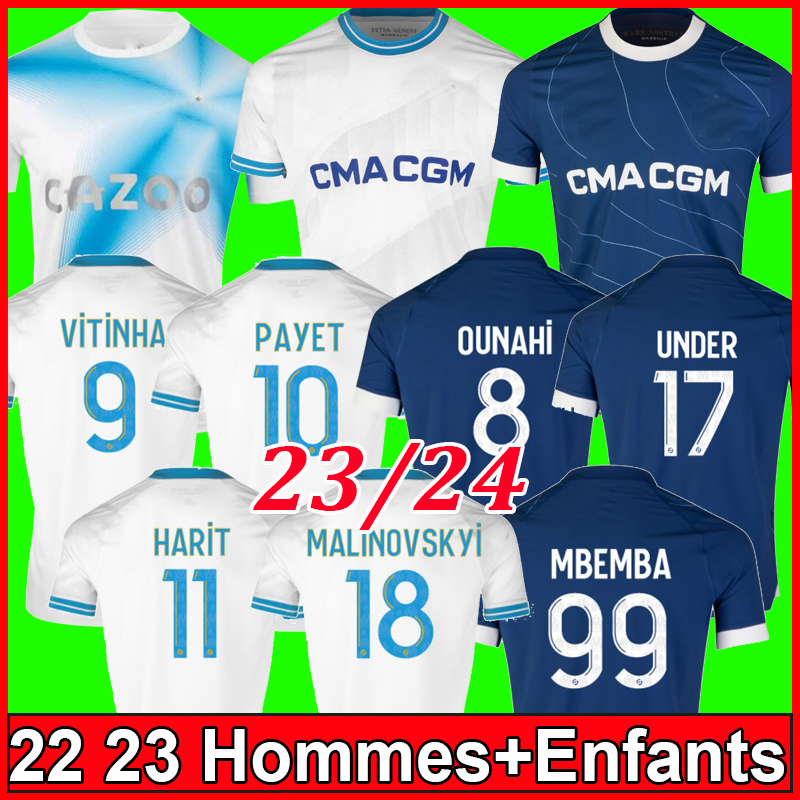 

23 24 Maillot ALEXIS SANCHEZ Soccer jerseys 30 Year Anniversary VITINHA Marseille Maillots de foot UNDER PAYET 2024 OUNAHI GUENDOUZI football shirt Men Kids kit set, 23 24 home+patch