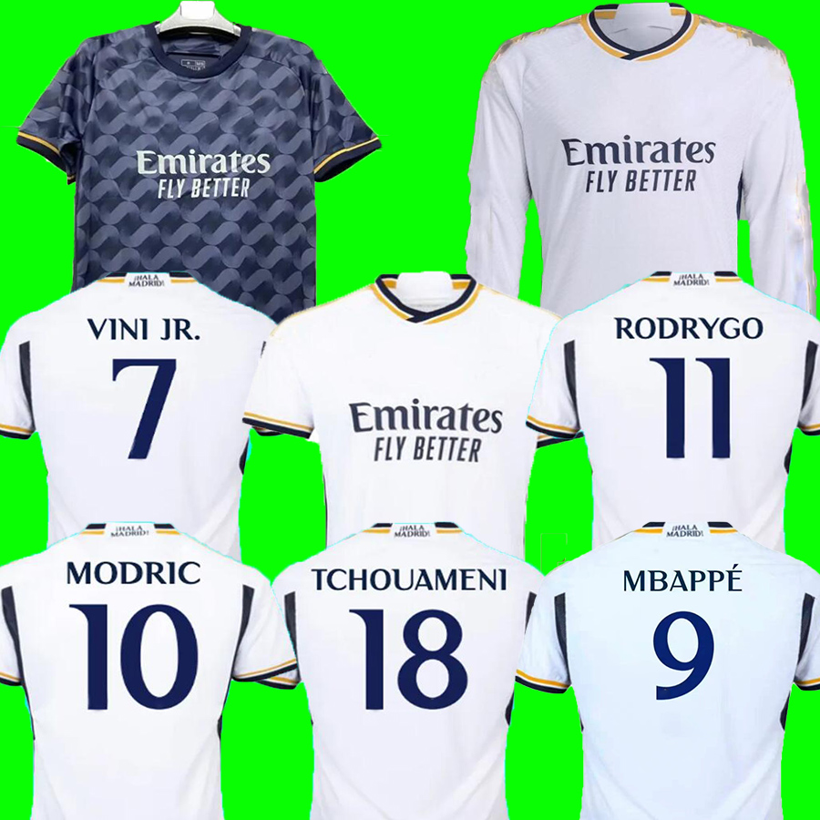

2023 MBAPPE BELLINGHAM VINI JR soccer jerseys Tchouameni 23 24 football shirt Real Madrids CAMAVINGA Rodrygo long sleeve Camisetas men kids kit uniforms, 23/24 home ls