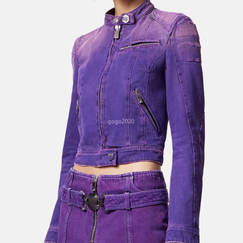 

23ss FW Women Designer Jacket Technical Denim Biker Jacket Blouson With Metal Letters Buttons Designer Bomber Coat Girls Milan Runway Designer Tops Outwear, Multi