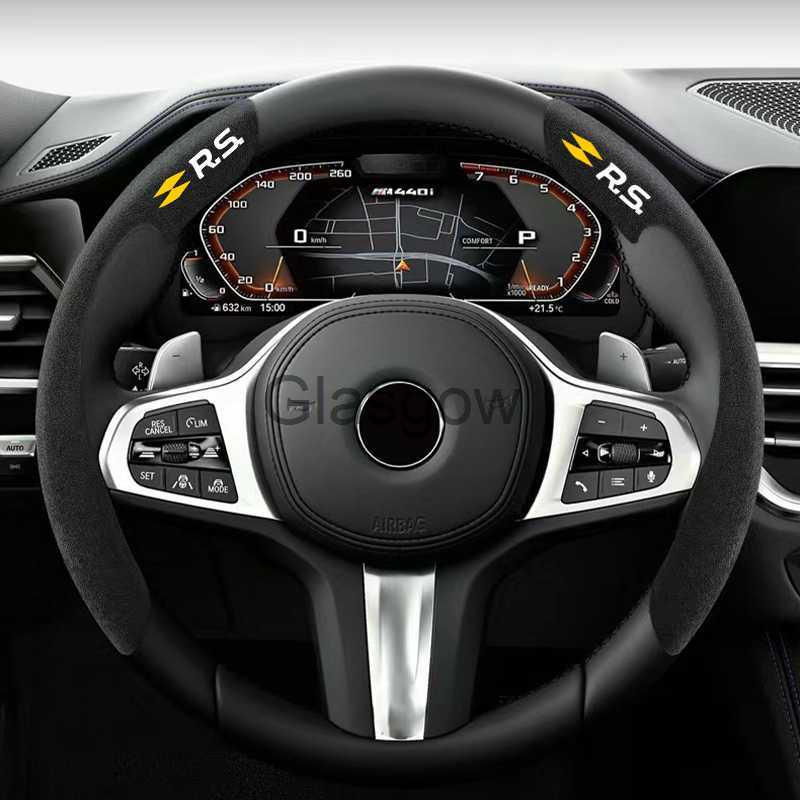 Couvre-volants Couvercle de la voiture Couvercle de volant en cuir en daim noir pour Renault Rs Clio Scenic Logan Megane Koleos Vel Satis SATISAB