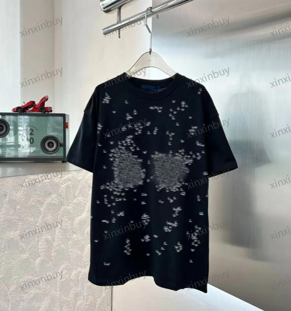 xinxinbuy Men designer Tee t shirt 23ss Letter embroidery print pattern short sleeve cotton women white black S-2XL