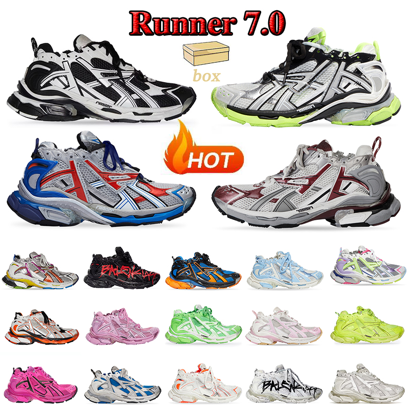 Runner 7.0 Luxury Designers shoes Women Men Paris Balencaga Transmit sense retro Trainer Graffiti Black Red BURGUNDY Deconstruction jogging hikin-image-882714526