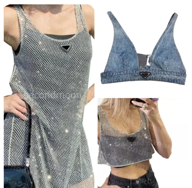 

Women Shiny Rhinestone Dress Sexy Crop Top Vest Fashion Denim Bra Tops Sleeveless Sling Vests Woman Dresses, Blue