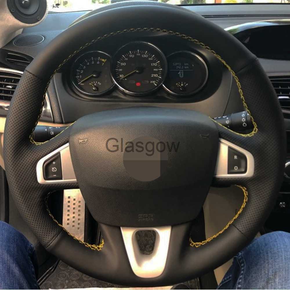 Couvre-volant Couvre-volant de voiture en cuir artificiel noir antidérapant pour Renault Megane 3 20092014 Scenic 20102015 Fluence ZE 20092016 L2