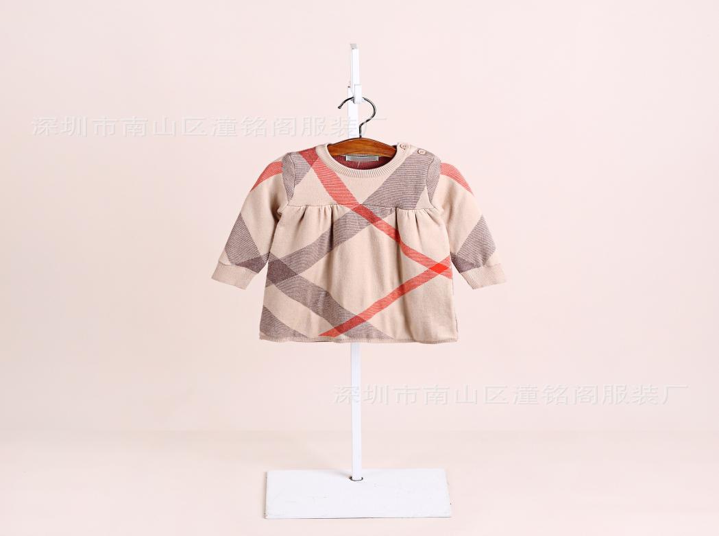 

2019 autumn and winter children039s sweater girls sweater dress longsleeved plaid sweater baby children1414325, Khaki