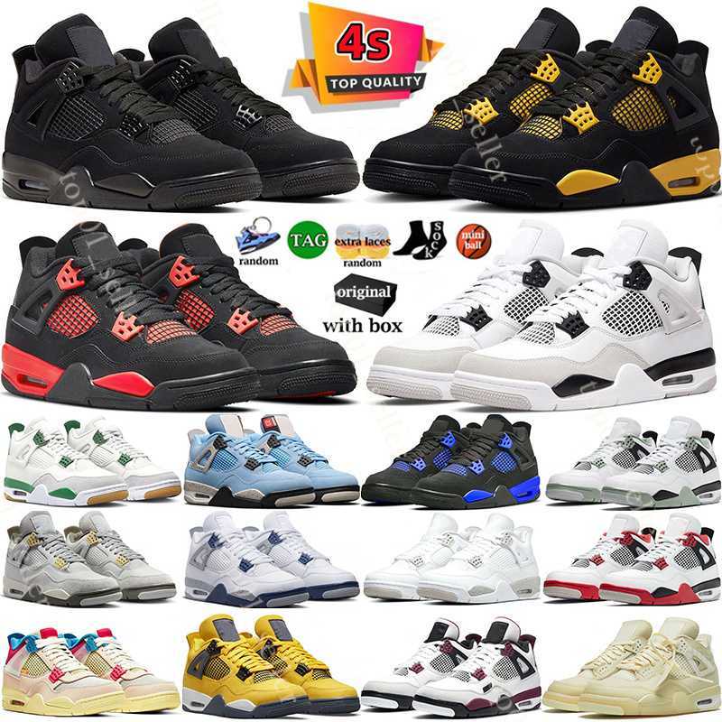 

with Box 4 Basketball Shoes for Men Women 4s Red Thunder Military Black Cat Pine Green University Blue Cool Grey Seafoam Pure Money White Oreo Sports Sneakers, #37