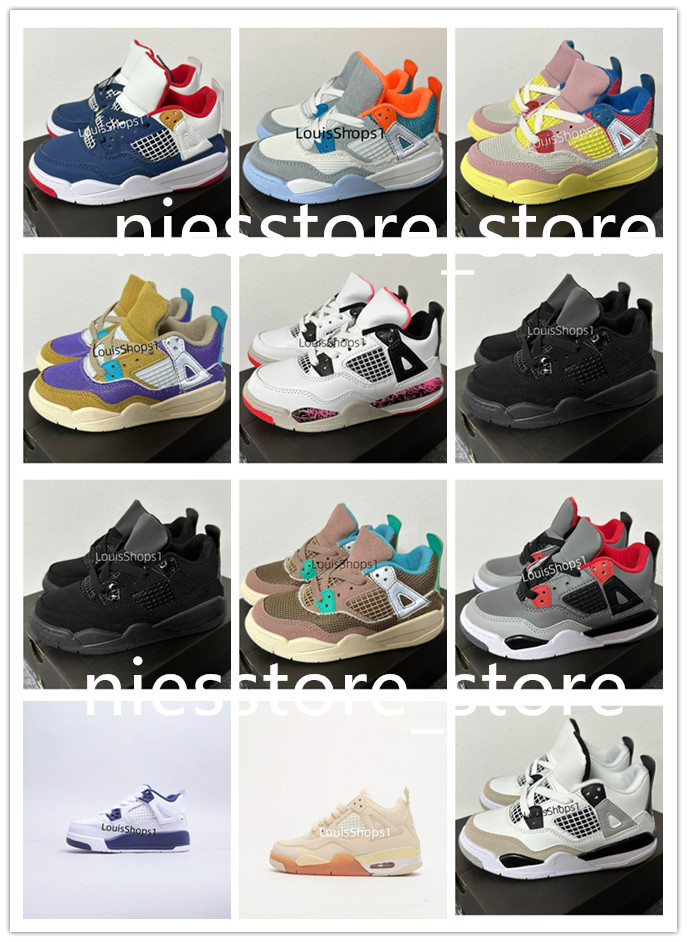 

2023 designer 4s baby basketball sneakers youth toddler infants boys military black cat shoe kid running trainers Children Girls Red Thunder Sneaker eur6c-3y