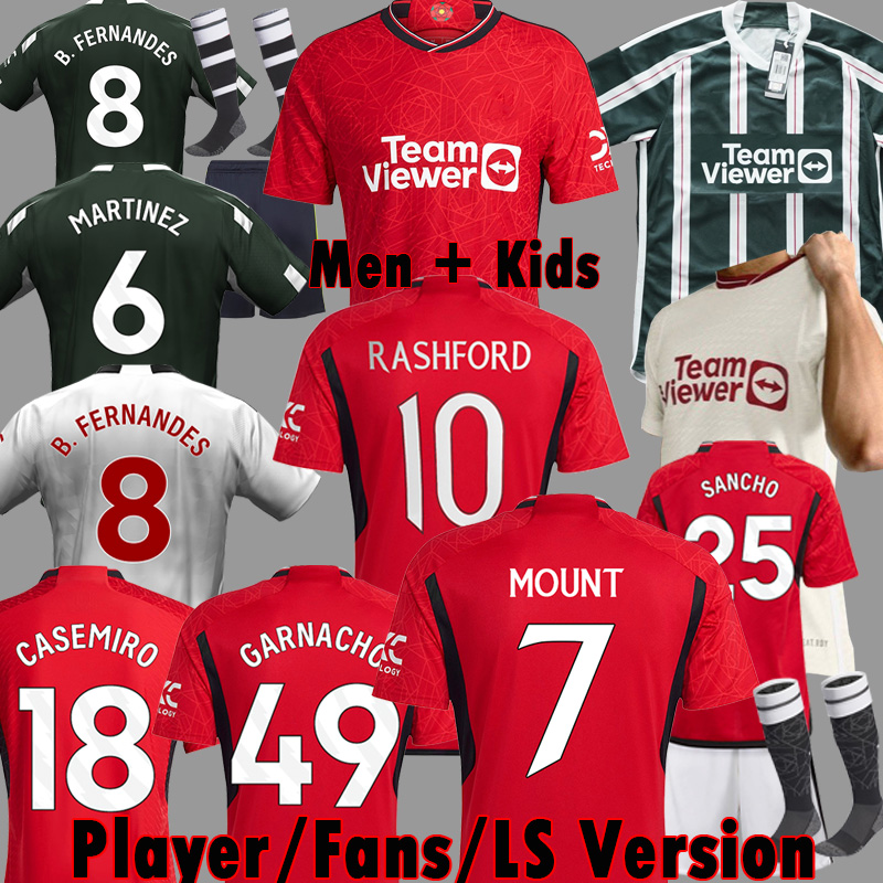 

4XL 23 24 RASHFORD CASEMIRO MARTINEZ MOUNT soccer jerseyS Love GARNACHO ANTONY 2023 2024 B. FERNANDES SANCHO MancHEstErS MANS UTDS football shirt kit set Uniforms, Kids third socks