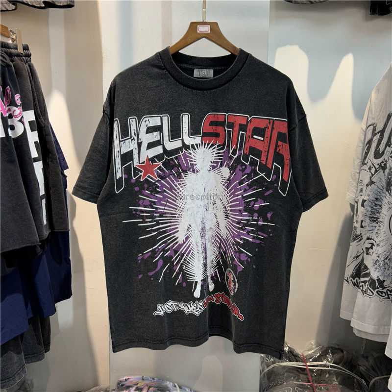 

Designer Fashion Clothing Tees Tshirts Hellstar Studios Sounds Made Old Letter Print Short Sleeve Men's Hip Hop Loose Couple T-shirt Rock Hip hop, Black