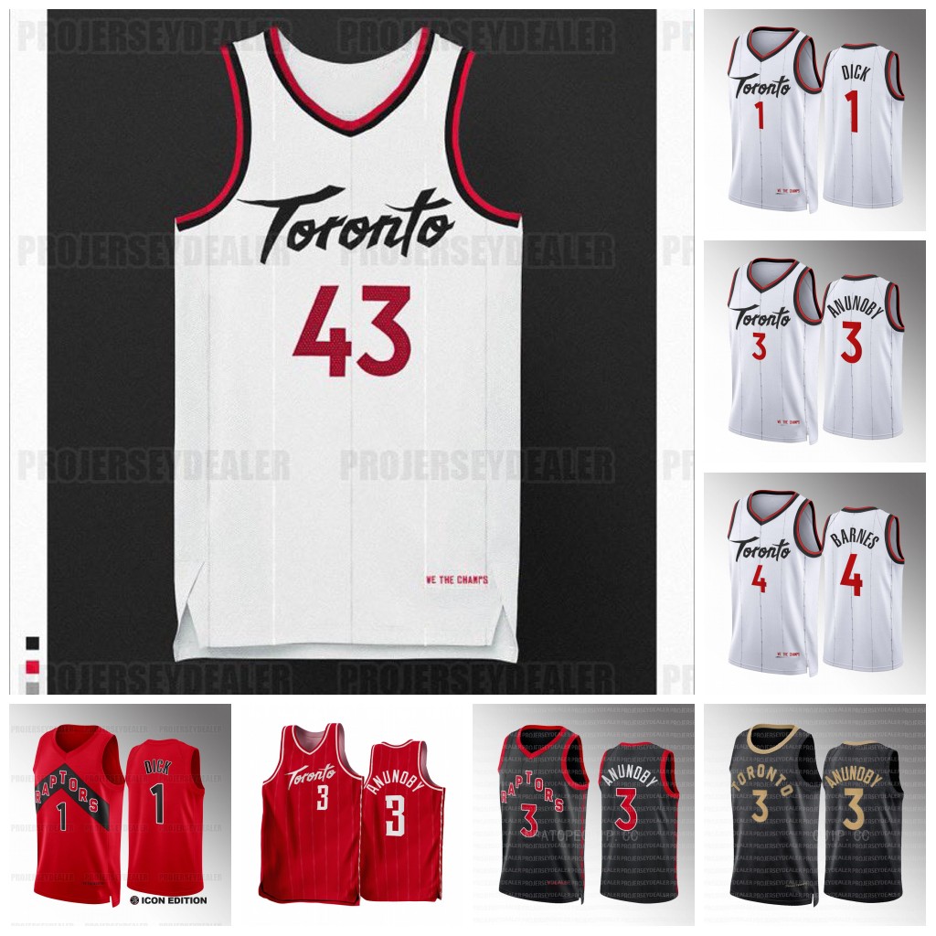

Gradey 1 Dick Toronto 2023-24 City Basketball Raptors Jersey Pascal 43 Siakam Fred 23 VanVleet OG 3 Anunoby Gary 33 Trent Jr. Scottie 4 Barnes