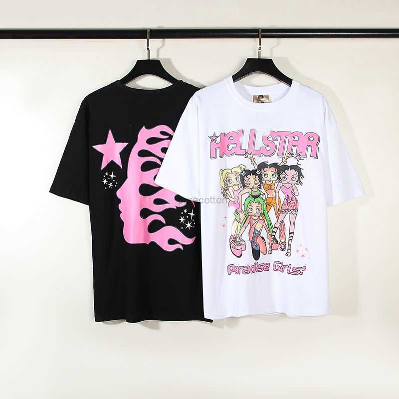 

Designer Fashion Clothing Tees Tshirts Chaopai High Street Short Sleeve T-shirt Hellstar Paradise Girls Tee Lauriins Style Rock Hip hop, T128 white