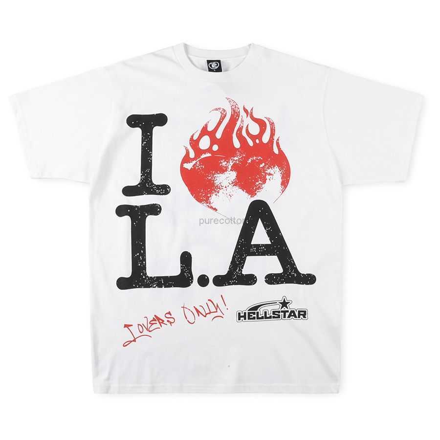 

Designer Fashion Clothing Tees Tshirts Trendy Hellstar Studios i Love L. a Tee Men's and Women's Casual Short Sleeve T-shirt Rock Hip hop, White