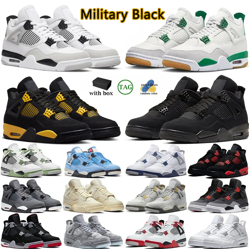 

With box 4s basketball shoes Pine Green Seafoam Military Black navy 4 men Red Thunder Photon Dust Sail Black Cat White Oreo Infrared women mens sneakers, 43