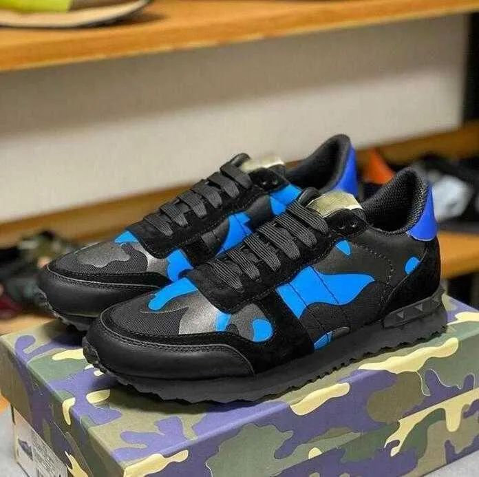 

Flats Sneaker Womens Designer Mens Rivet Shoes Studded valentinoly Mesh Camo Suede Leather Casual Trainers Camouflage Rock E9XT, Color17