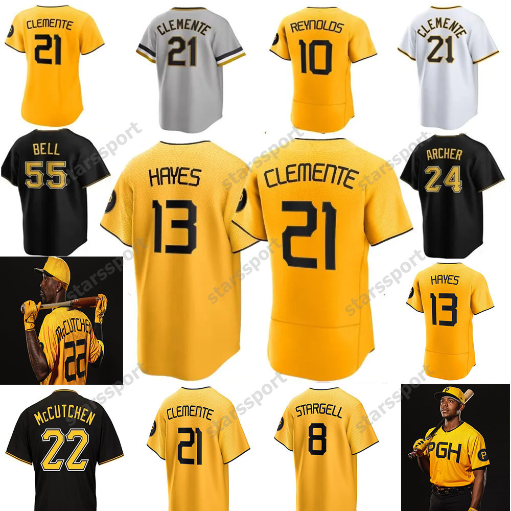 

21 Roberto Clemente Baseball Jersey 2023 City Connect Barry Bonds Oneil Cruz Ke'Bryan Hayes McCutchen Bryan Reynolds David Bednar Austin Hedges Ji-hwan Bae Top Custom, As shown 15
