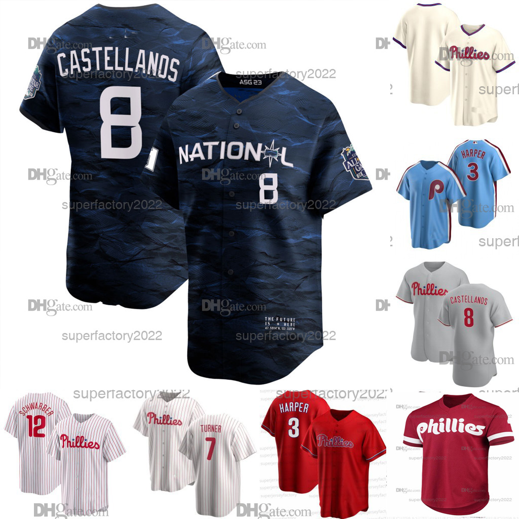 

Nick Castellanos Phillies 2023 Jersey Harper Trea Turner Kyle Schwarber Ranger Suarez Alec Bohm Brandon Marsh Bryson Stott J.T. Realmuto Zack Wheeler Nola, Blue flexbase