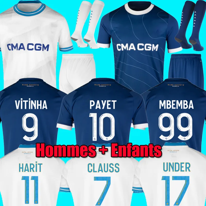 

23 24 soccer jerseys 2023 2024 maillot foot CUISANCE GUENDOUZI ALEXIS PAYET CLAUSS football shirts men kids VERETOUT Under NUNO HARIT L SUAREZ om Marseilles, Men away ucl