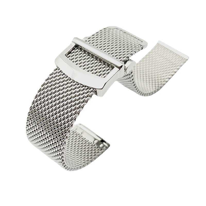 Milanese Watchband 20mm 22mm Universal 304 Stainless Steel Metal Watch Band Strap Bracelet Silver-image-882858920