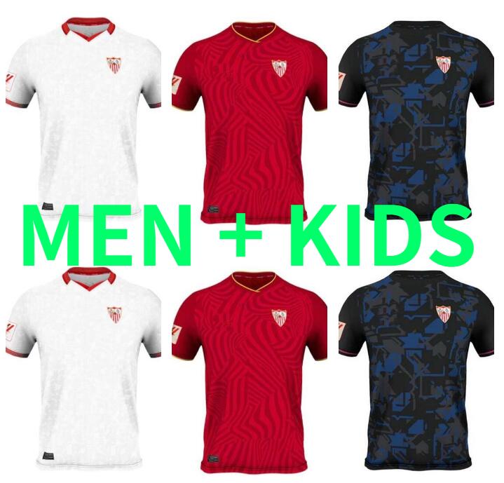 

Men Kids 2023 2024 Sevilla DE JONG J.NAVAS soccer jerseys set 23 24 PAPU GOMEZ I.RAKITIC DE JONG SUSO MUNIR LAMELA Y.EN-NESYRI Kits football shirts uniform