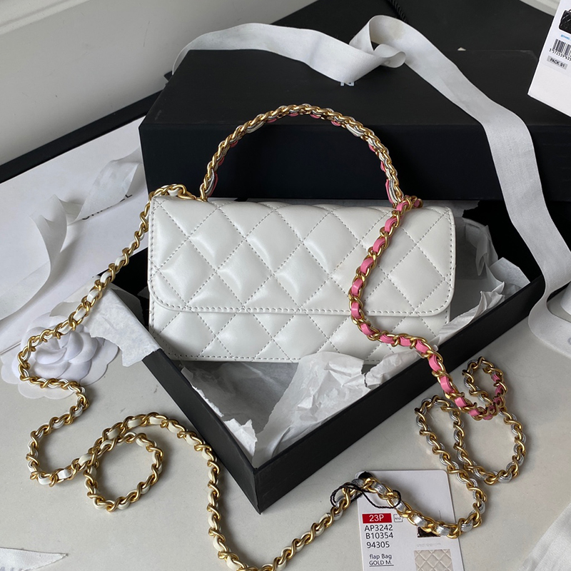 

Calfskin Shoulder Bag Designer Flap phone holder with chain 17.2cm Luxury Handbag High Imitation Crossbody Bag With Box ZC120, Ap3242