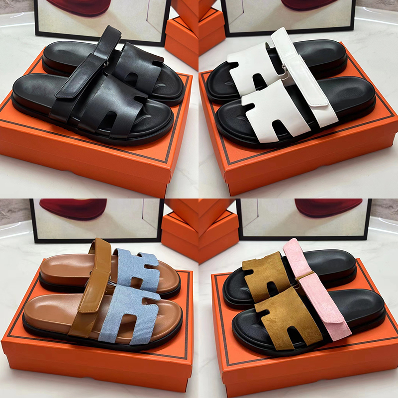 

Men Women Designer Chypre Slippers slides Beach Shoes Classic Flat Sandal Luxury Summer Lady Leather Flip Flops Black Sandals Top Quality Mens Womens Slipper, No.1 noir calfskin leather