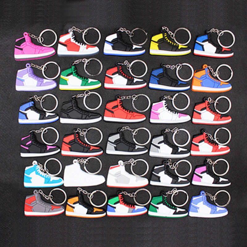 Wholesale Designer Mini Silicone Sneaker Keychain Men Women Kids Key Ring Gift Shoes Keychains Handbag Chain Basketball Shoe Key Holder-image-882824394