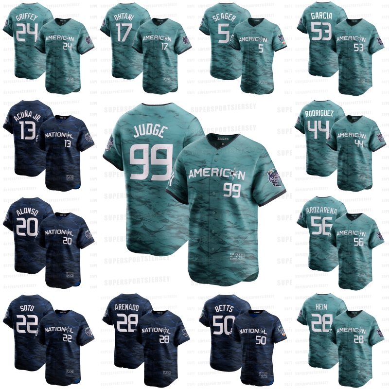 

2023 All Star Game jersey Aaron Judge Shohei Ohtani Randy Arozarena Bichette Adley Rutschman Freddie Freeman Nolan Arenado Ronald Acuna Jr. Mookie Betts Pete Alonso, Mens cool base