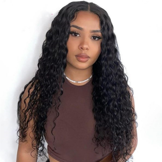

Glueless Lace Front Human Hair Wigs Water Wave HD Lace Frontal Wig 13x4 Transparent Lace Wigs For Women Human Hair, Natural color