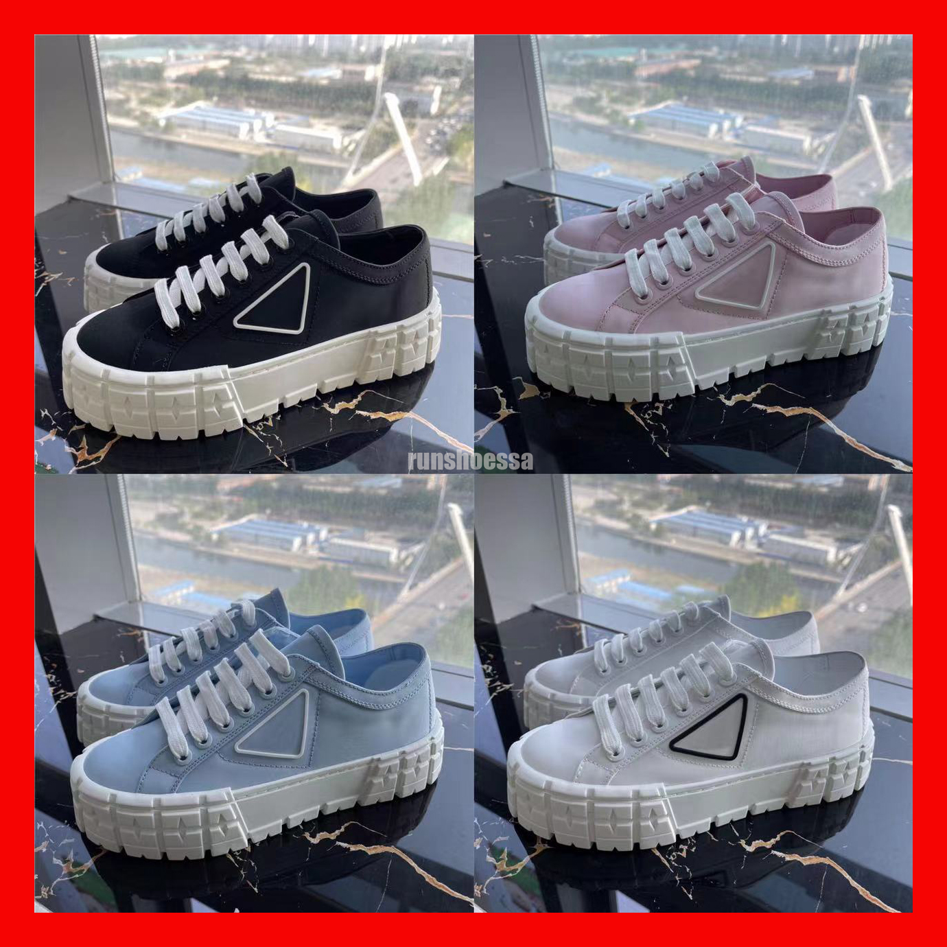 

Double Wheel Women Nylon prad pradas Casual Shoes Gabardine Classic Canvas Sneakers Brand Wheel Lady Stylist Trainers Fashion Platform Solid Height, Color #10