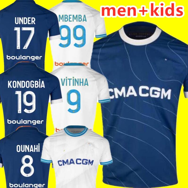 

2023 2024 maillot MarseilleS soccer jerseys foot CUISANCE GUENDOUZI ALEXIS PAYET CLAUSS football shirts men kids Under OM Olympique fans player Hommes enfants, 22-23